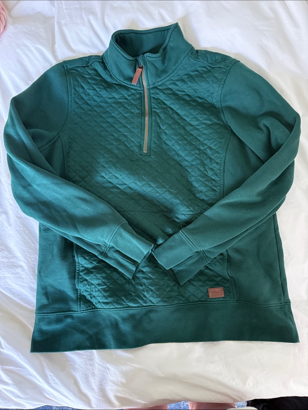 L.L. Bean Quilted Half-Zip Pullover in Teal Green